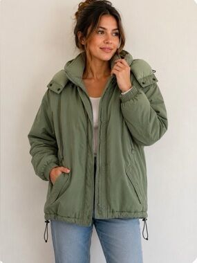 L.L.Bean Sage Green Hooded Down Parka Jacket